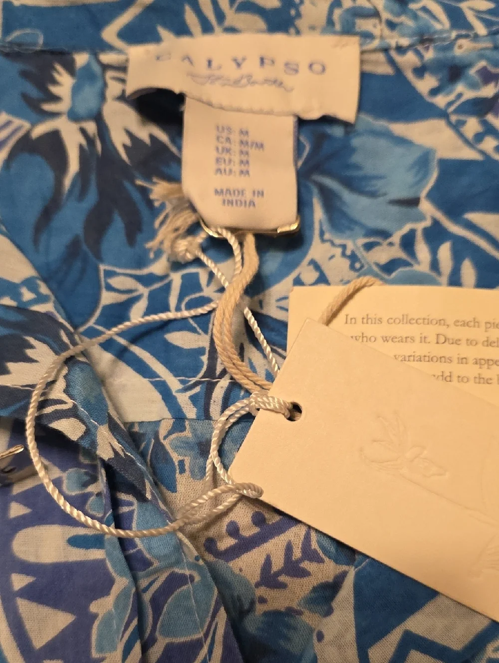 NWT Calypso St. Barth Islegance Resort Blue Paisley Cotton Blouse MSRP $328 - Picture 3 of 10